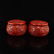 Pair Red Lacquerware Low Relief Dragon Wei Qi Pot - 3