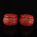Pair Red Lacquerware Low Relief Dragon Wei Qi Pot - 4