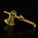Vintage Gilt Gold Bronze Inlay Green Jade Axe Statue