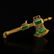 Vintage Gilt Gold Bronze Inlay Green Jade Axe Statue - 2