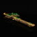 Vintage Gilt Gold Bronze Inlay Green Jade Axe Statue - 3