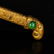 Vintage Gilt Gold Bronze Inlay Green Jade Axe Statue - 6