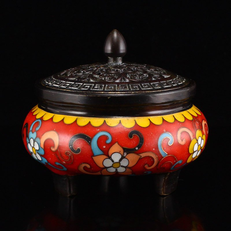 Vintage Openwork Bronze Cloisonne Incense Burner (1 of 8)