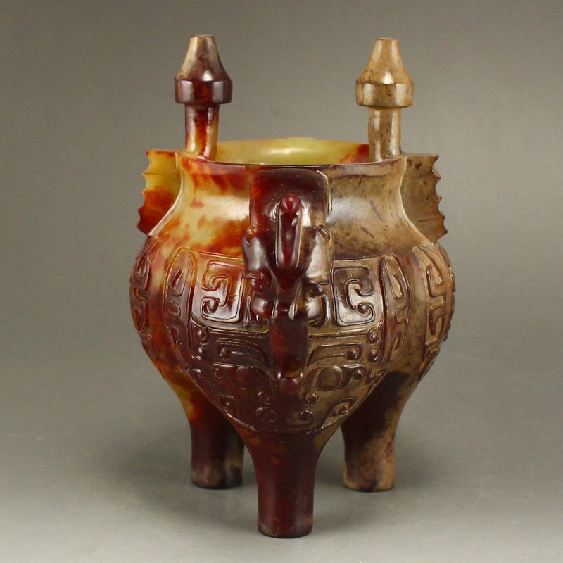 Han Dy Hetian Jade Chi Dragon 3 Legs Incense Burner (1 of 7)