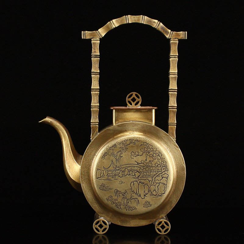 Vintage Chinese White Copper Handle Teapot (1 of 8)
