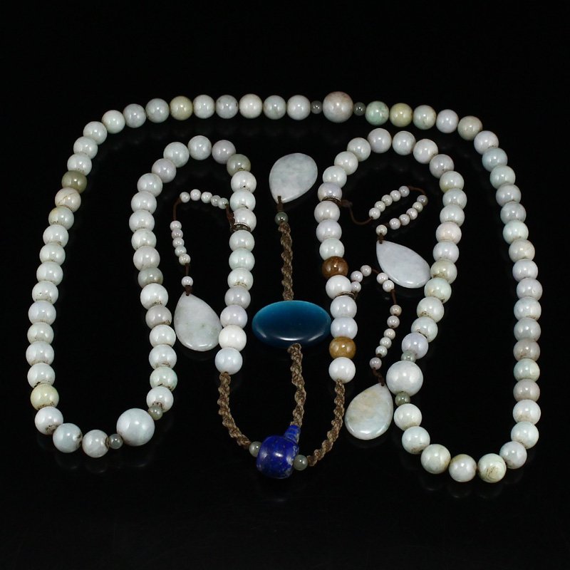 Qing Dy Hetian Jade & Lapis Lazuli Court Beads Necklace (1 of 6)