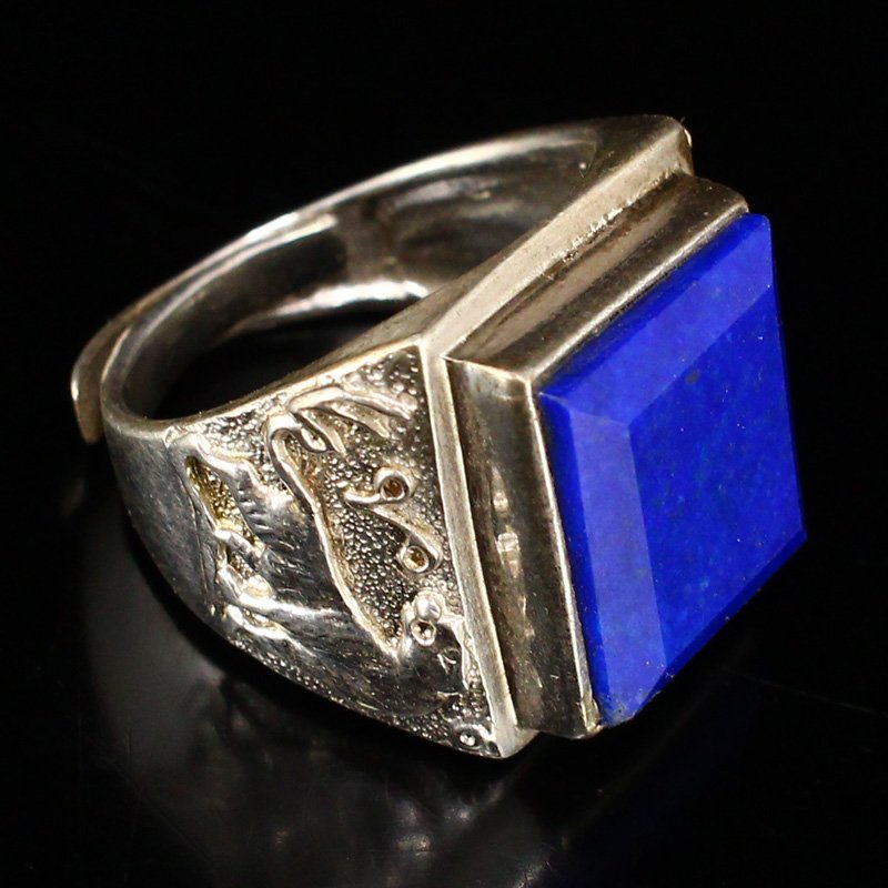Sterling Silver Inlay Lapis Lazuli Ring Adjustable (1 of 7)