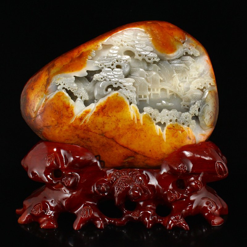 Chinese Hetian Jade Statue - Mountain Village Scene (1 of 9)