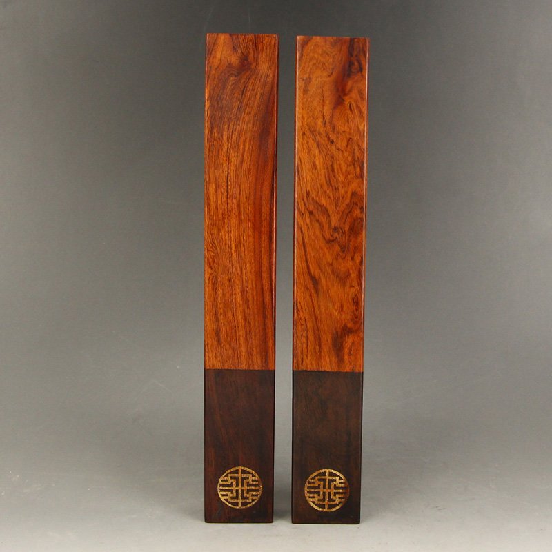 Pair Superb Chinese Hainan Huanghuali Wood Paperweights (1 of 8)