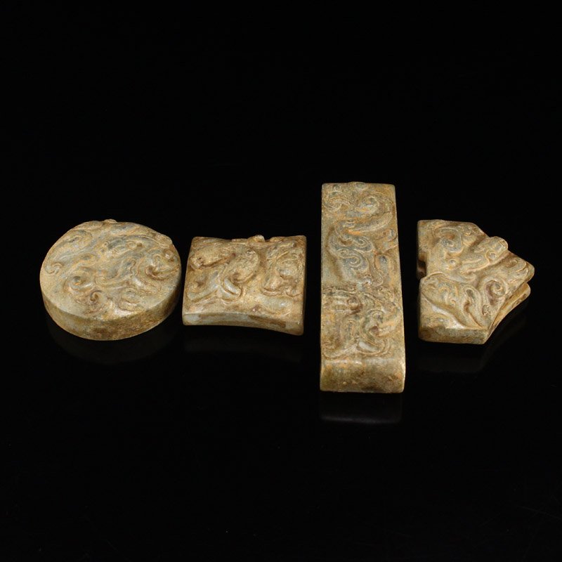 A Set Vintage Chinese Hetian Jade Sword Ornaments (1 of 6)