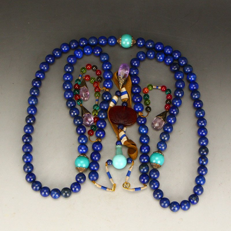 Qing Dy Lapis Lazuli & Crystal Court Beads Necklace (1 of 7)