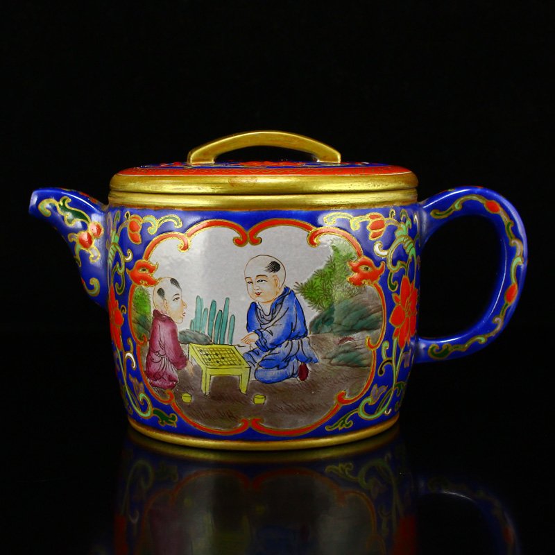 Chinese Qing Dy Gilt Gold Enamel Zisha Clay Teapot (1 of 7)