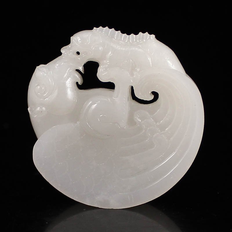 Chinese White Hetian Jade Eagle & Bear Pendant (1 of 7)