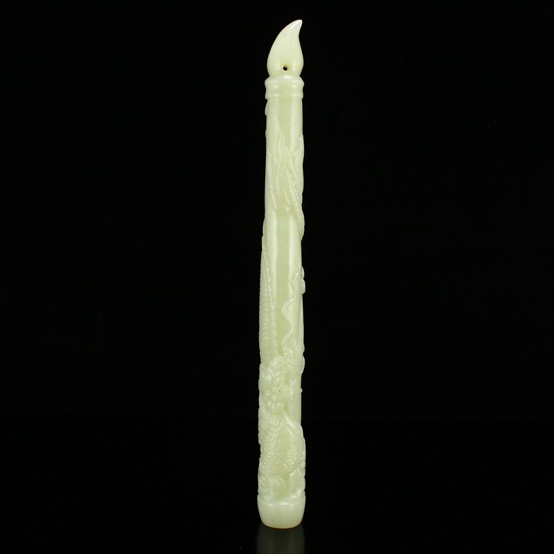 Hetian Jade Low Relief Dragon Design Brush Pen Pendant (1 of 8)
