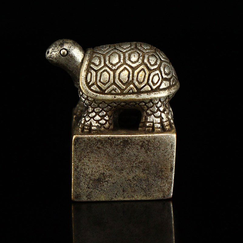 Vintage Chinese White Copper Turtle Seal (1 of 8)