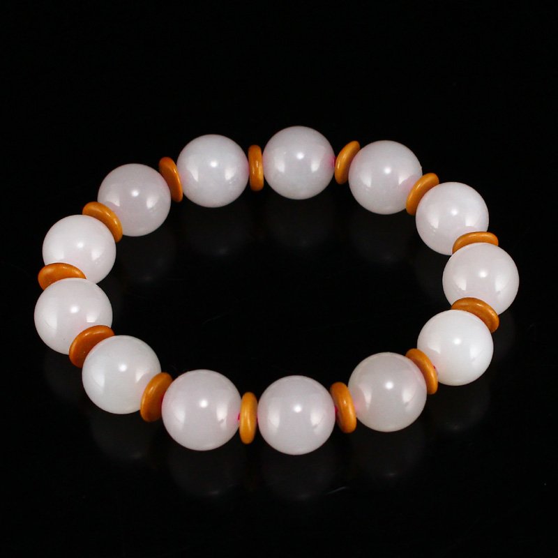 Chinese Natural White Jade Beads Bracelet (1 of 6)