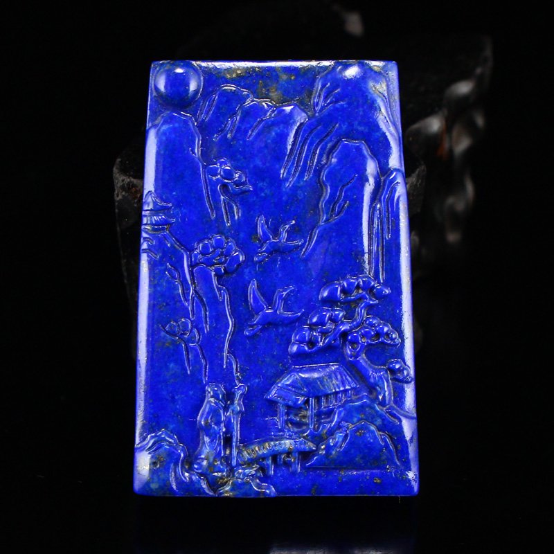 Chinese Natural Lapis Lazuli Sage & Pine Tree Pendant (1 of 8)