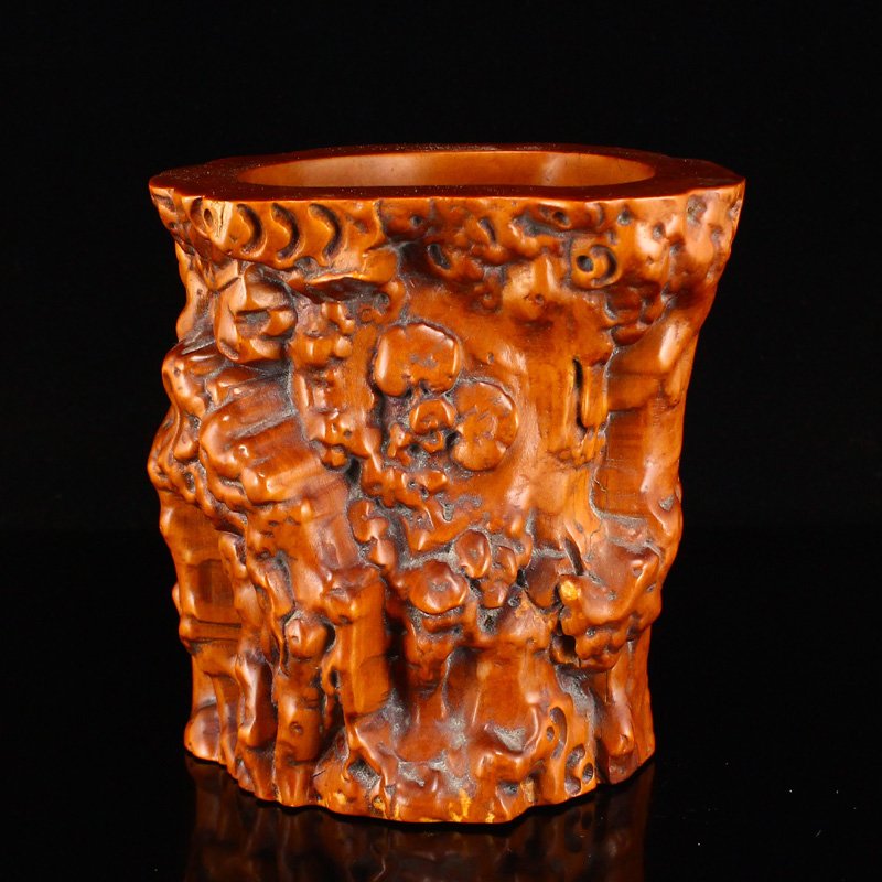 Vintage Chinese Boxwood Wood Tree Trunk Brush Pot (1 of 7)