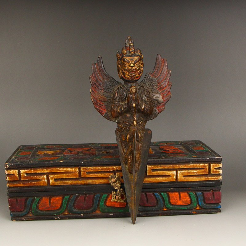 Tibetan Buddhism Bronze Pestle Xiangmo Statue w Box (1 of 10)