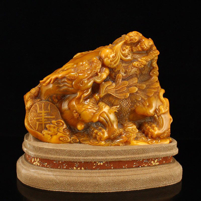 Superb Qing Dy Tianhuang Stone Fortune Beasts Statue (1 of 11)