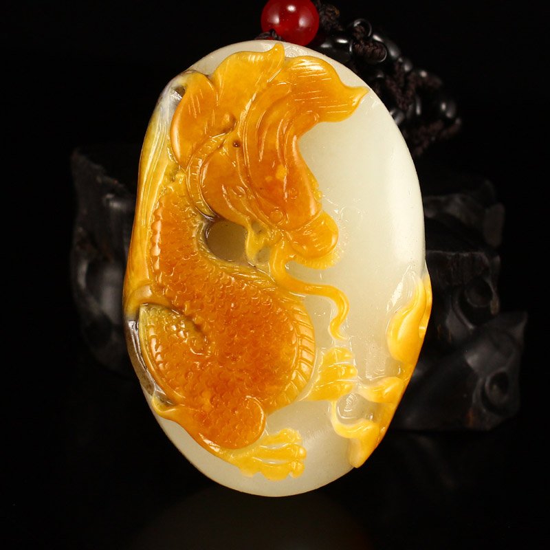 Chinese Natural Hetian Jade Dragon Pendant (1 of 8)