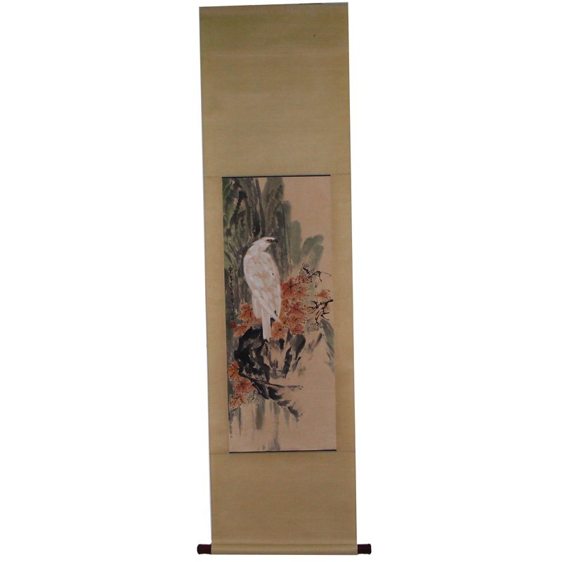 Chinese Watercolour On Xuan Paper Painting w Eagle: Chinese Watercolour On Xuan Paper Painting w Eagle - Sun Qi Feng(1920-) Dimension: 615 x 1920 (mm) 24.21 x 75.59 (inches) Weight: 1.15 lbs/524 g
