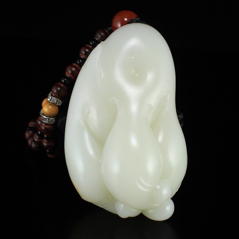 Superb Chinese White Hetian Jade Fortune Bat Pendant (1 of 7)