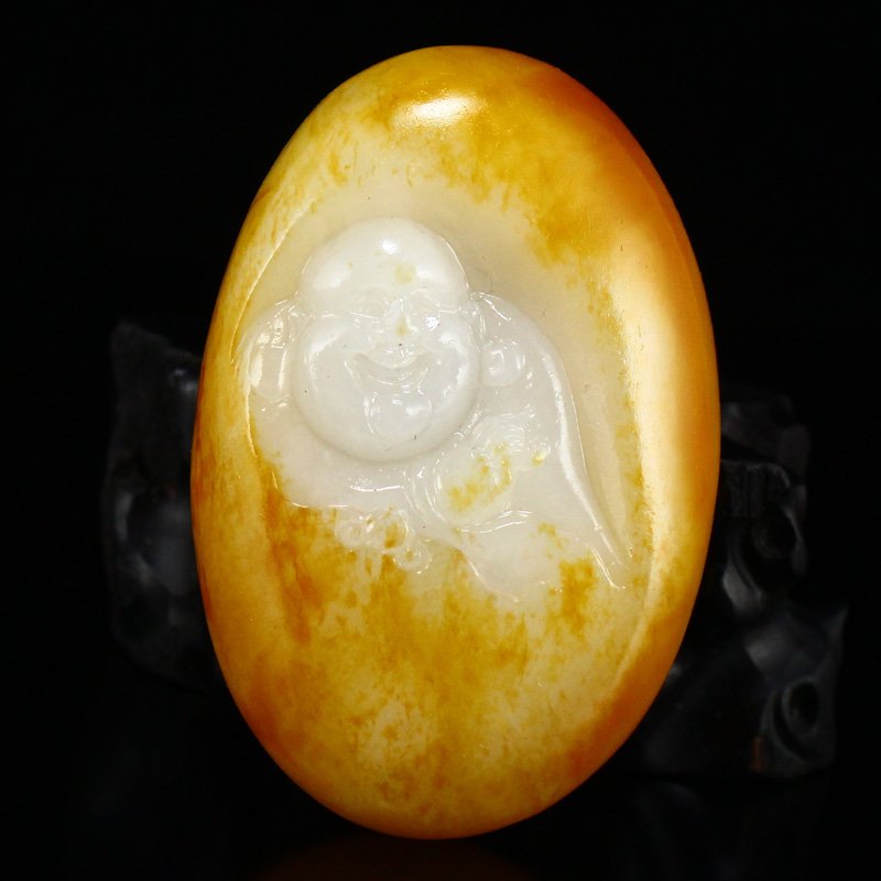 Natural Hetian Jade Laughing Buddha Pendant (1 of 8)
