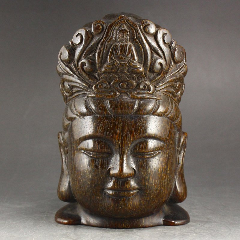 Vintage Chinese Ox Horn Kwan-yin Head Statue (1 of 7)