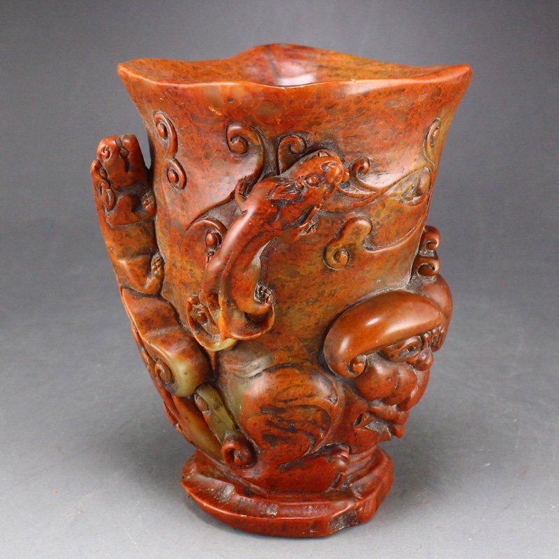 Vintage Chinese Shoushan Stone Chi Dragon Brush Pot (1 of 7)