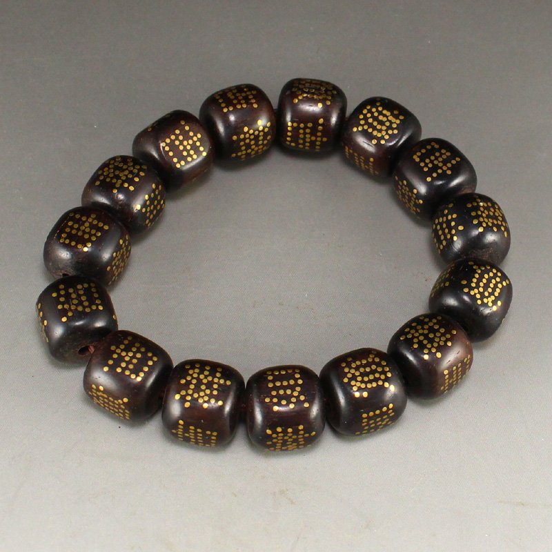 Gilt Gold Zitan Wood Square Shape Beads Bracelet (1 of 6)