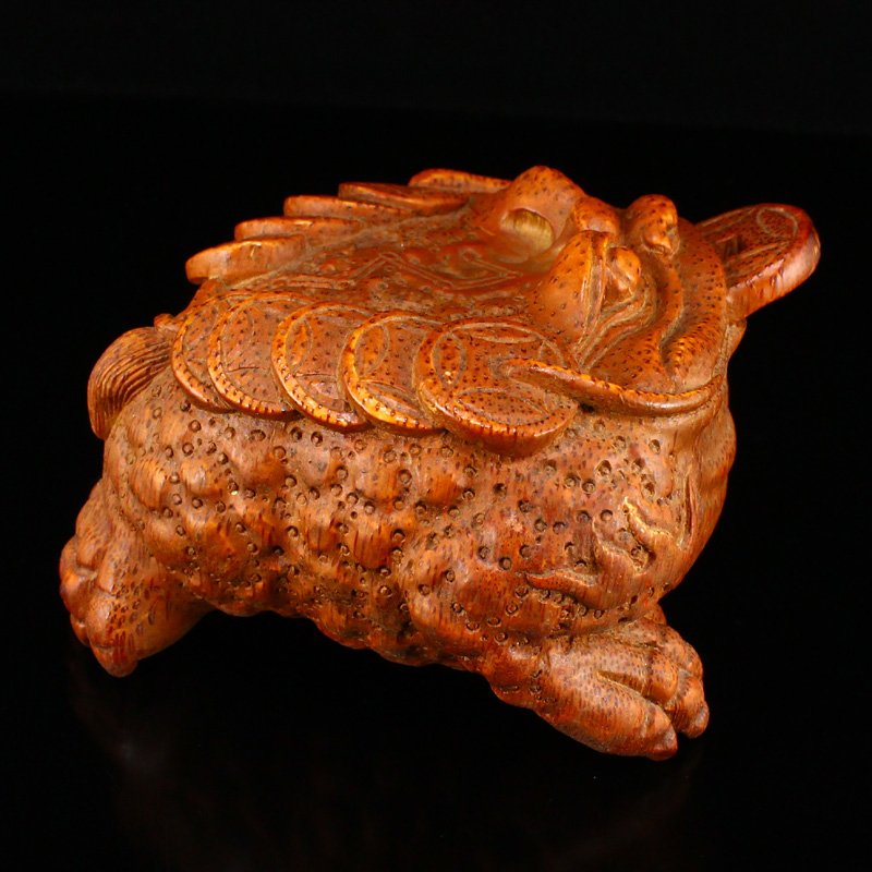Vintage Chinese Bamboo Carved Statue - Fortune Toad (1 of 6)