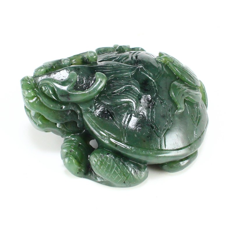 Chinese Green Hetian Jade Dragon Turtle Statue (1 of 7)