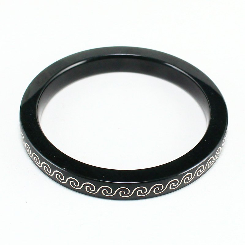 Chinese Green Hetian Jade Inlay Silver Wires Bracelet (1 of 7)