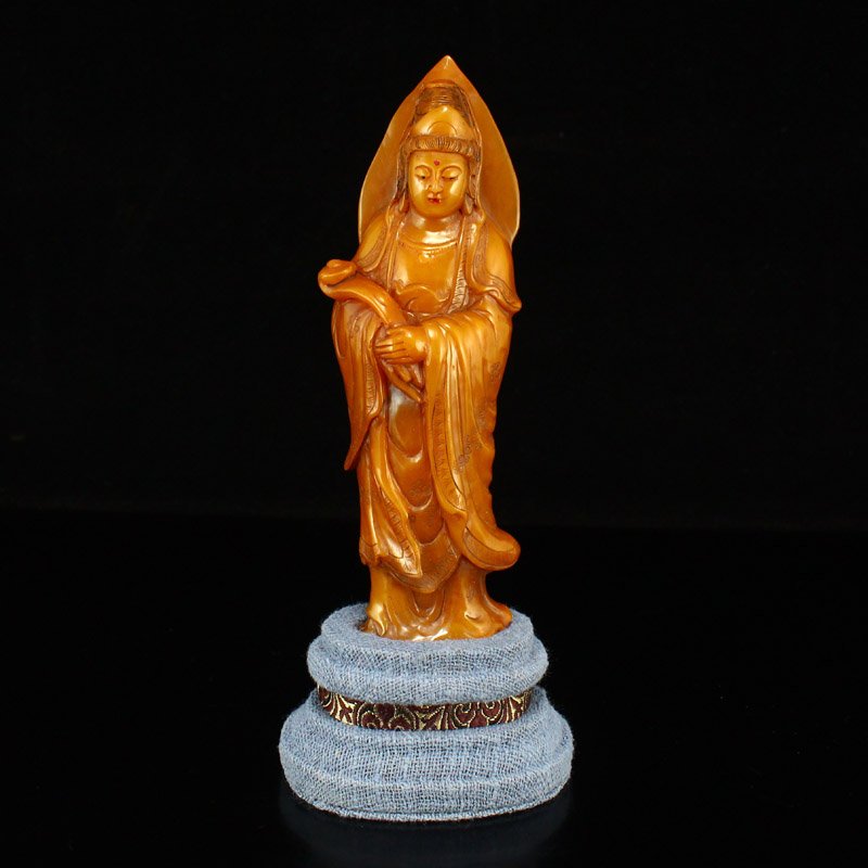 Chinese Qing Dy Tianhuang Stone Ruyi Kwan-yin Statue (1 of 7)