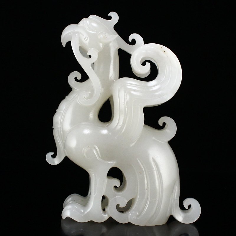 Superb Chinese White Hetian Jade Phoenix Statue (1 of 7)
