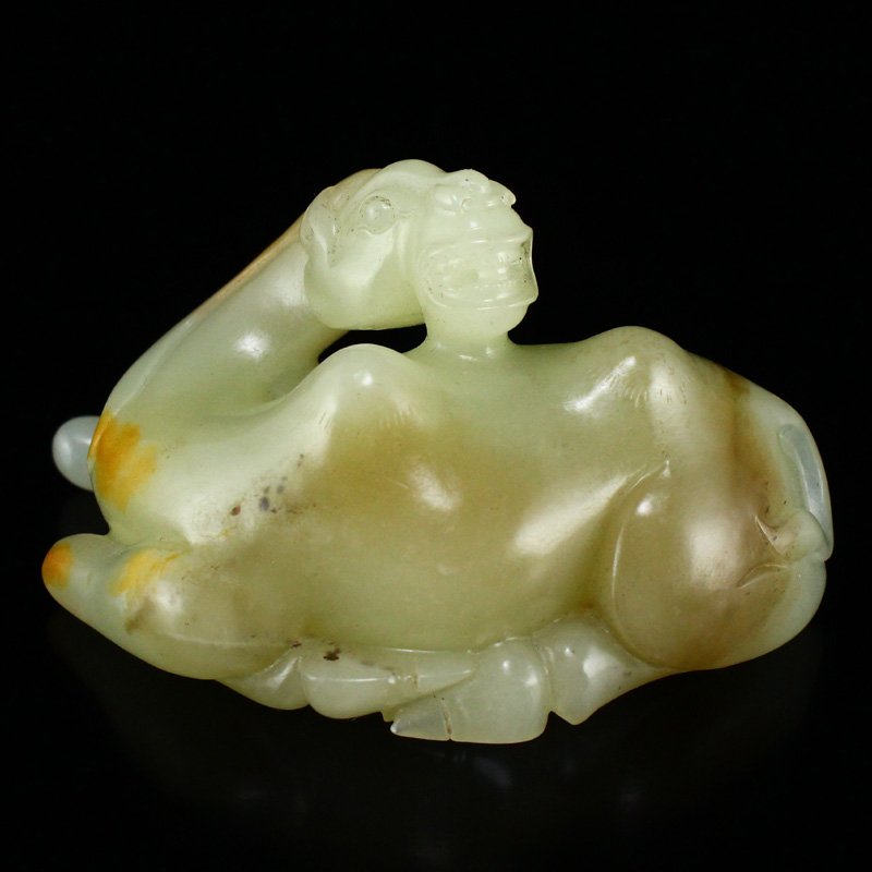 Chinese Qing Dy Natural Hetian Jade Camel Statue (1 of 6)