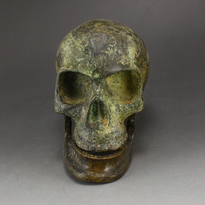 Vintage Chinese Bronze Skull Head Statue (1 of 6)