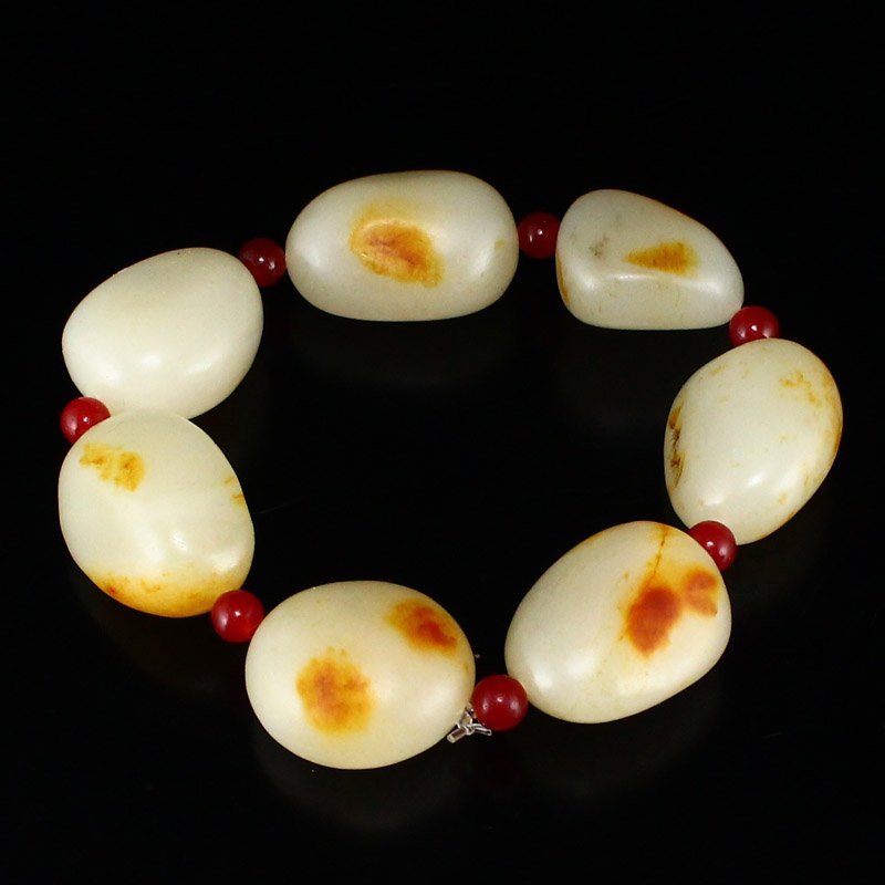 Natural Hetian Jade Original Stone Beads Bracelet Jun 07, 2020 Quan
