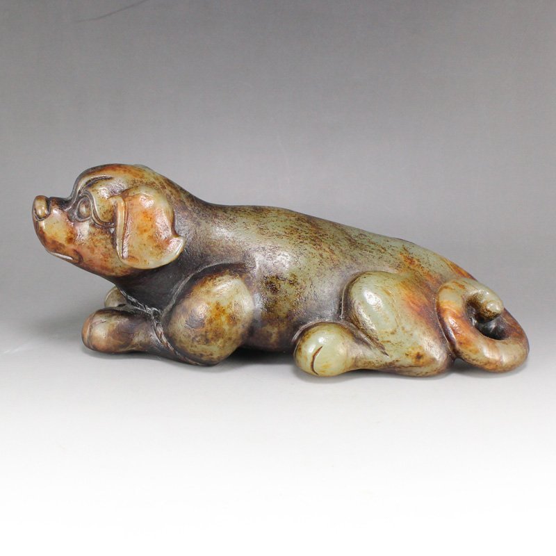 Vintage Chinese Hetian Jade Foo Dog Statue (1 of 9)