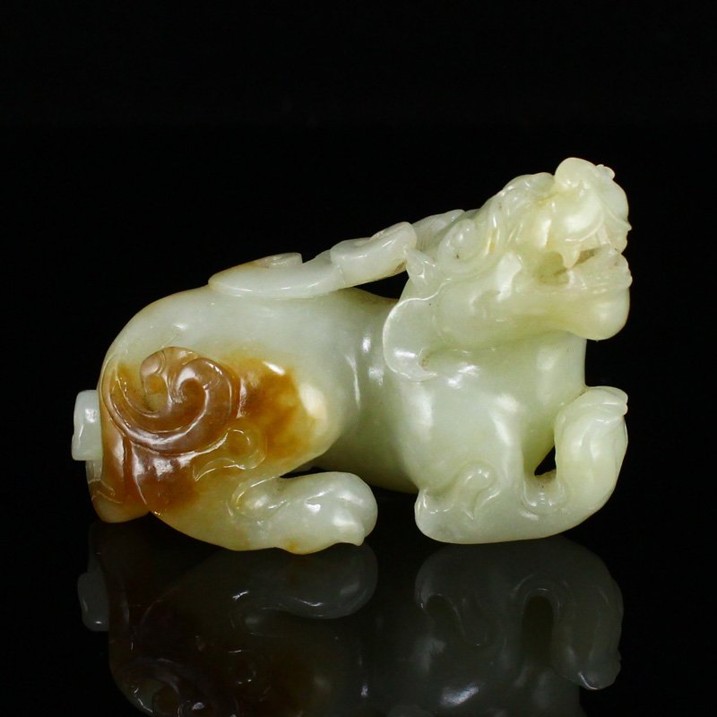 Vintage Chinese Hetian Jade Unicorn Statue (1 of 7)