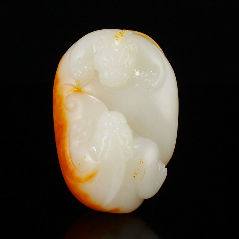 Chinese Natural Hetian Jade Pixiu Statue w Certificate (1 of 9)