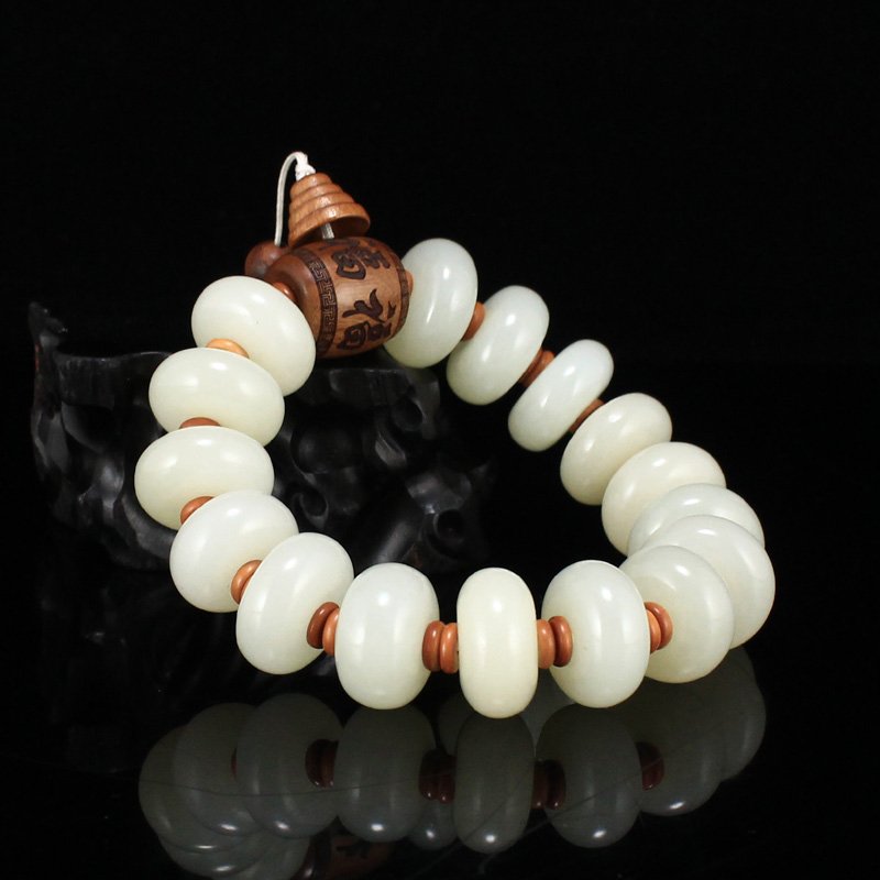 Superb Chinese Natural Hetian Jade Beads Bracelet (1 of 7)