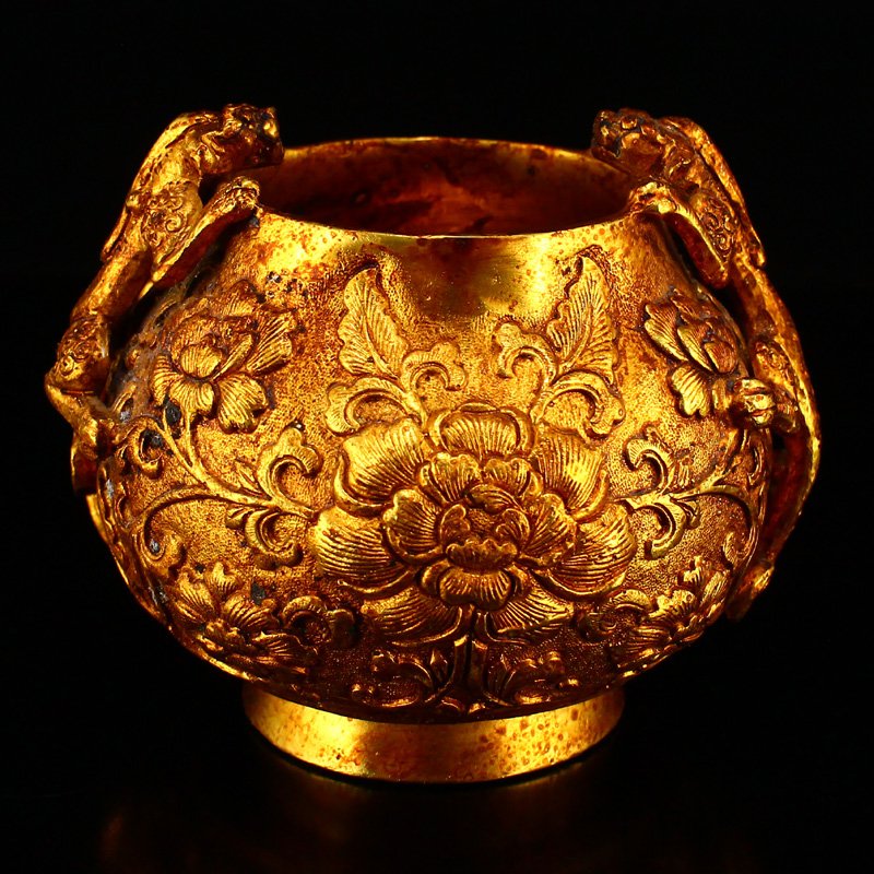 Vintage Gilt Gold Red Copper Chi Dragon Brush Washer (1 of 7)