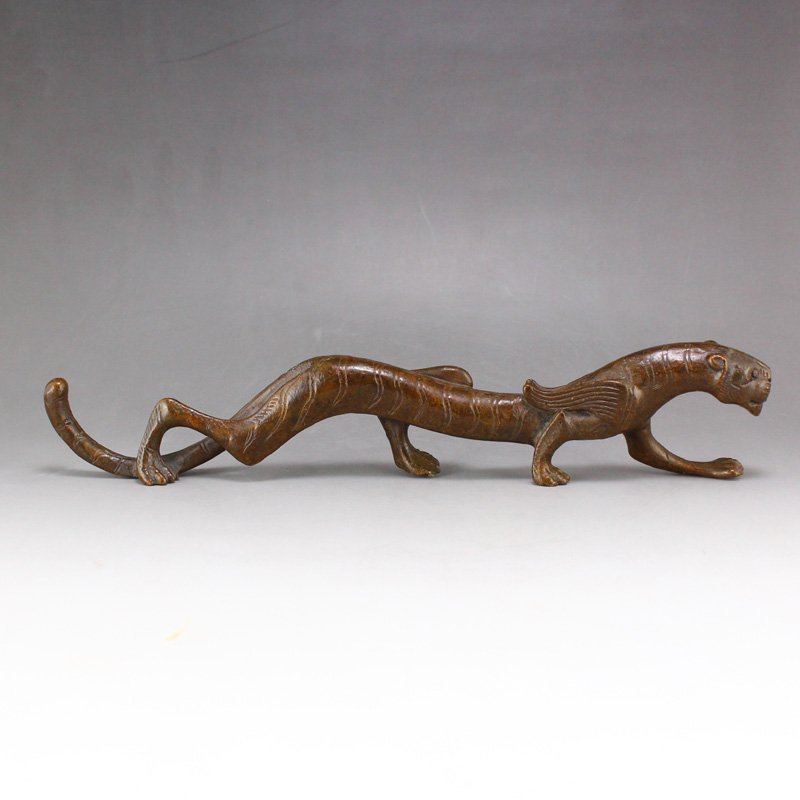 Vintage Chinese Red Copper Statue - Leopard (1 of 7)