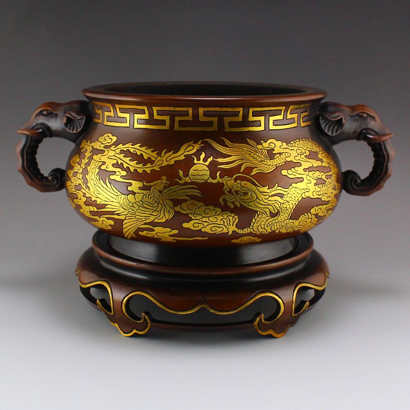 Superb Ming Dynasty Gilt Gold Red Copper Incense Burner (1 of 13)