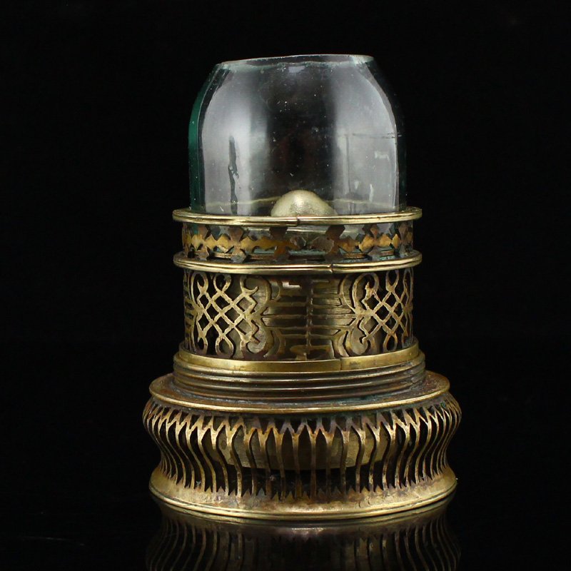 Chinese Qing Dynasty Red Copper Tobacco Oil Lamp (1 of 10)