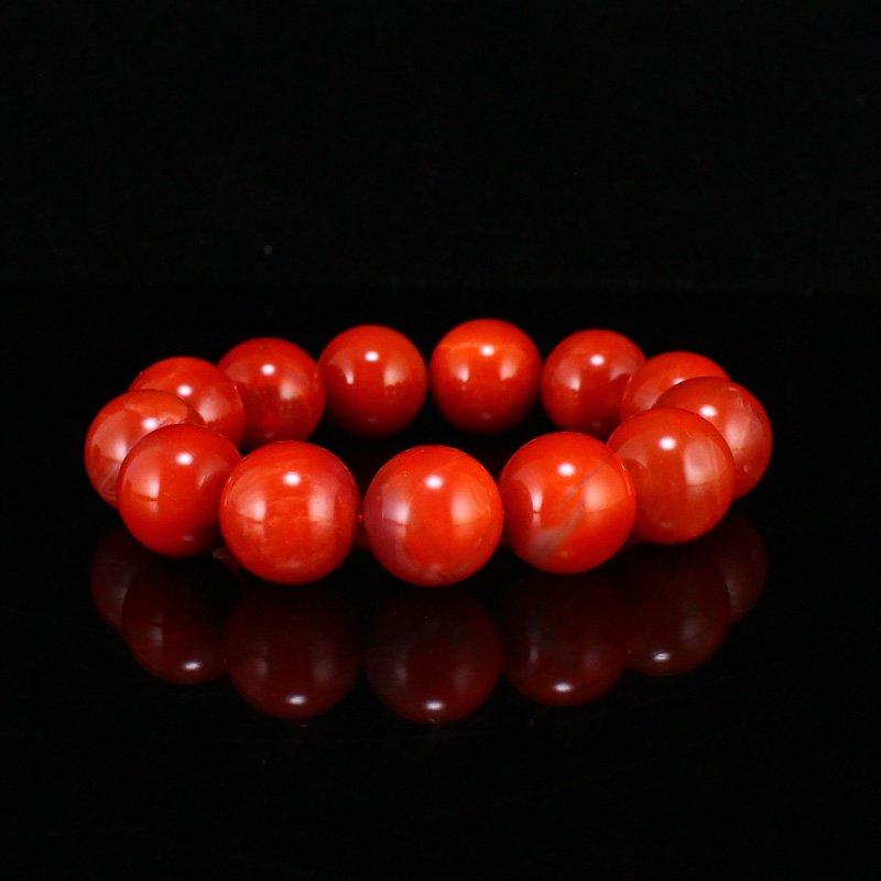 15 MM Chinese Nanhong Agate Beads Bracelet (1 of 8)