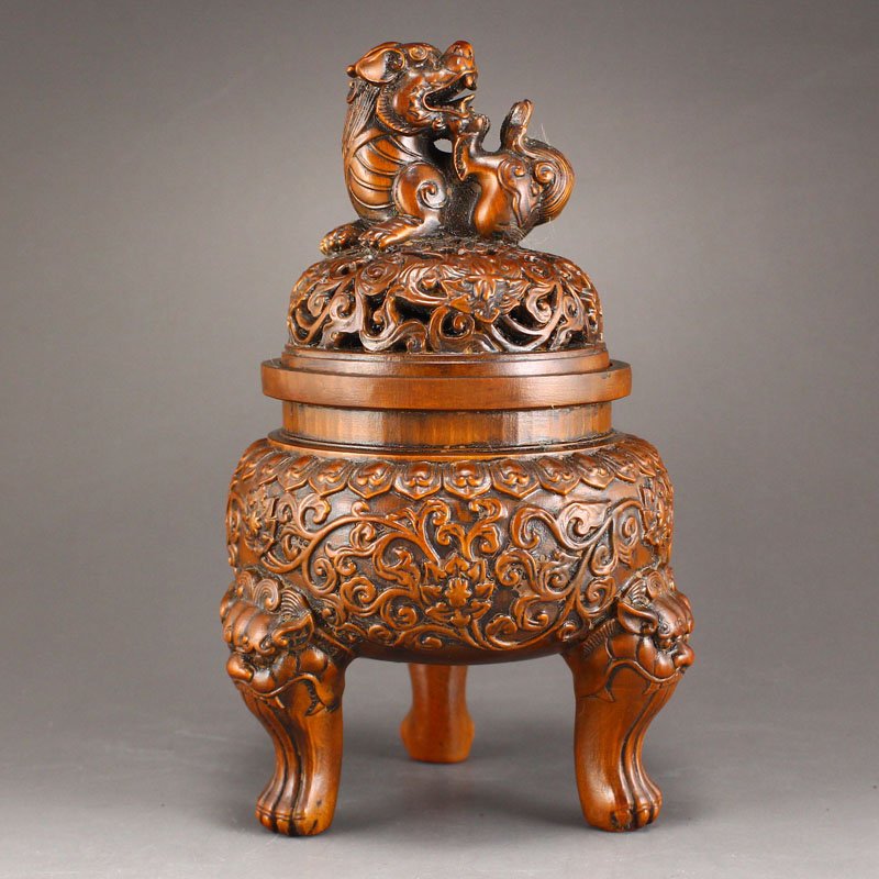 Vintage Openwork Chinese Boxwood 3 Legs Incense Burner (1 of 11)