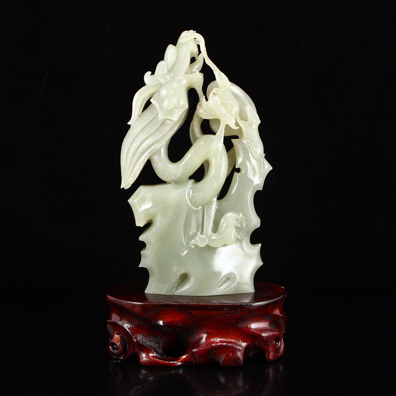 Superb Chinese Hetian Jade Fortune Dragon Statue (1 of 8)